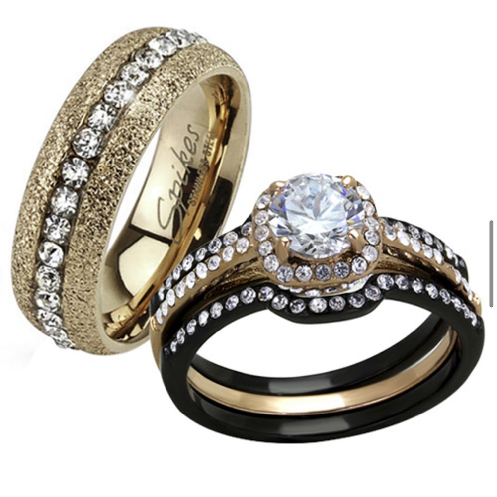 2.28 Ct Zirconia Sterling Silver Wedding Ring Set